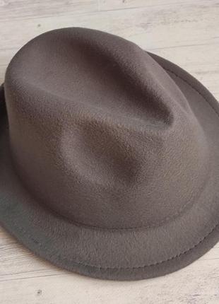 Фетровая шляпа трилби серый меланж3 фото
