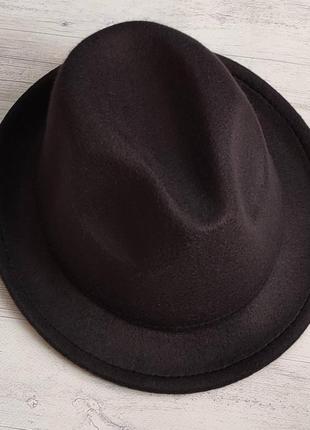 Фетровая шляпа трилби серый меланж6 фото
