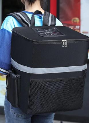 Термо рюкзак сумка-холодильник 35 л. со светоотражающими лентами, weyoung, чорный1 фото