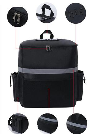 Термо рюкзак сумка-холодильник 35 л. со светоотражающими лентами, weyoung, чорный3 фото