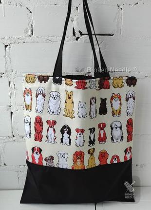 Эко сумка с собаками, эко торба, шоппер/ Эко сумка с собакой, шоппер