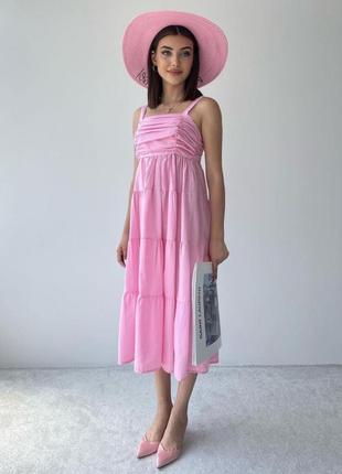 Платье миди сарафан с воланами хлопок1 фото