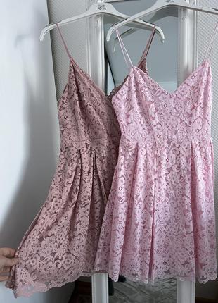 Новое сетевое платье. гипюровое платье h&amp;m розовое и пудра. летние короткие платья на бретелях1 фото
