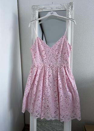 Новое сетевое платье. гипюровое платье h&amp;m розовое и пудра. летние короткие платья на бретелях2 фото