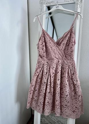 Новое сетевое платье. гипюровое платье h&amp;m розовое и пудра. летние короткие платья на бретелях. нежное летнее платье сетевая