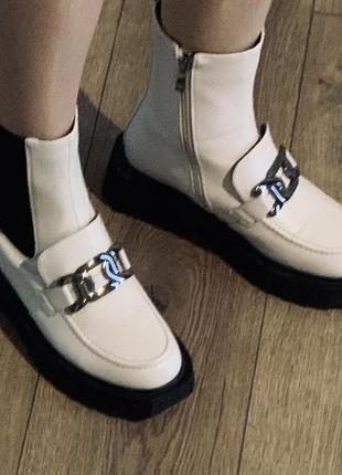 Челси ботинки демисезонные кожаные высокие с цепями мега стильные в стиле balenciaga6 фото