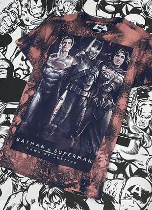 Кастом футболка з принтом бетмена і супермена batman v superman dc comics