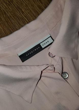Шовкова пудрова блуза сорочка sportmax code, max mara, шовк, вільного крою2 фото