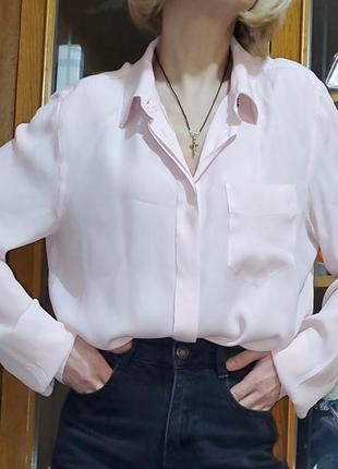 Шовкова пудрова блуза сорочка sportmax code, max mara, шовк, вільного крою3 фото