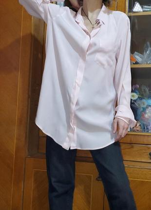Шовкова пудрова блуза сорочка sportmax code, max mara, шовк, вільного крою5 фото