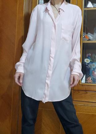 Шовкова пудрова блуза сорочка sportmax code, max mara, шовк, вільного крою6 фото