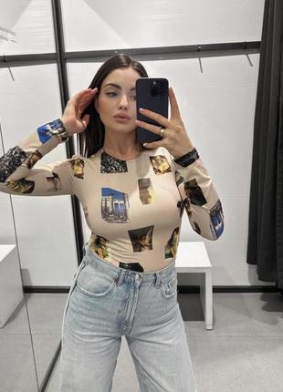 Лонгслив zara кофта блуза свитер мыши