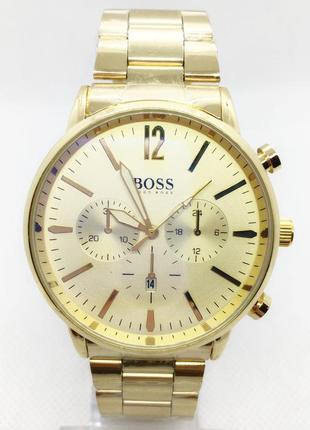 Часы мужские наручные классические на браслете золотистые ( код: ibw679y )2 фото