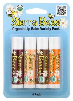 Органические бальзамы для губ sierra bees organic lip balms variety pack и pomegranate (iherb)