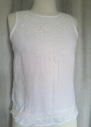 100% віскоза жіноча віскозна блуза, блузка, натуральна майка з вишивкою штучними перлами7 фото