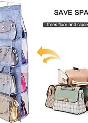 Органайзер на 6 отделений для хранения сумок серого цвета8 фото