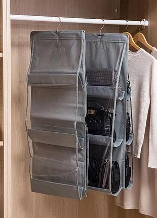 Органайзер на 6 отделений для хранения сумок серого цвета2 фото
