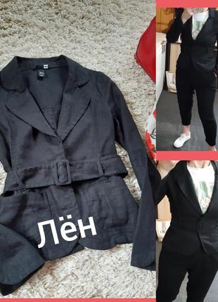 Красивый льняной пиджак в стиле сафари,  h&amp;m,  p.6-8