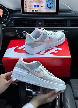 Жіночі кросівки nike air force 1 shadow white grey pink