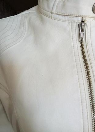 М белая короткая куртка из искусственной кожи с резинкой в талии new look4 фото