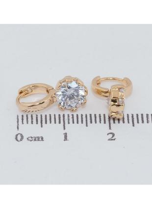 Дитячі сережки xuping позолота 18k колечки "фіаніти"2 фото