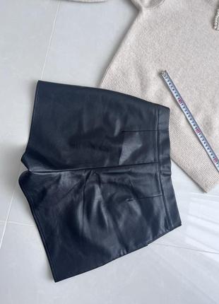 Стильные модные кожаные шорты высокая посадка6 фото
