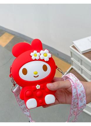 Модна дитяча силіконова сумочка червоний зайчик sanrio з поп-ітом