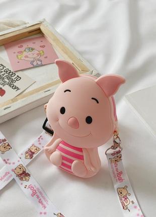 Оригинальная детская силиконовая сумочка свинка пятачок4 фото