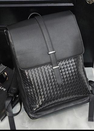Чоловічий міський ранець мужской кожаный рюкзак портфель чорний сумка для ноутбука документов