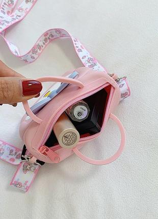 Милая детская силиконовая сумочка розовая хеллоу китти с бантиком2 фото