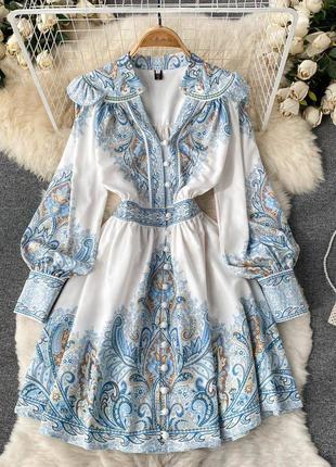 Неймовірно красиві сукні у найтрендовішому блакитно-білому кольорі з орнаментом на гудзиках❤️