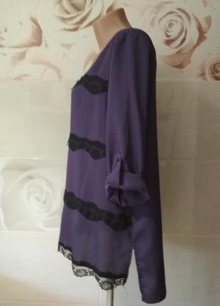 Блуза milla длинная легкая с кружевом3 фото