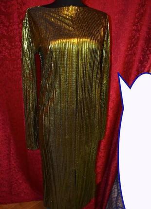 Шикарное дорогое платье плиссе с эффектом металлик! сверкающее платье h&m!5 фото