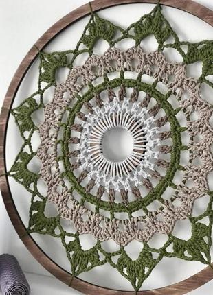 Панно круглое ,мандала гармония 41 см ажурная,вязаная крючком,ручная работа,декор для...