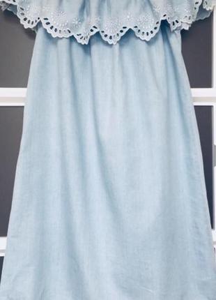 🔥скидки! брендовое котоновое платье с открытыми плечами и воланом2 фото
