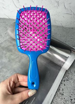 Гребінець для волосся синій з малиновим "super brush" в пакеті