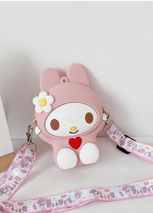 Стильная детская силиконовая сумочка-кошелек зайчик sanrio7 фото