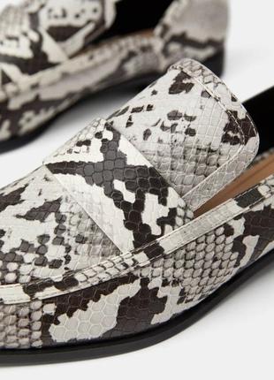 Новенькі лофери туфлі балетки зі зміїним принтом