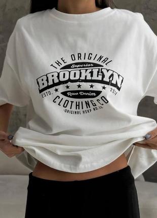 Базовая винтажна белая футболка "brooklyn"🔥
