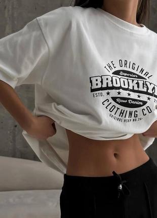 Базовая винтажна белая футболка "brooklyn"🔥3 фото