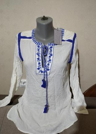 Блуза иск шелк вышиванка dr, р s1 фото