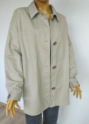 Asos натуральная джинсовая базовая оверсайз рубашка куртка бомпер бежевого цвета размер м l xl /46-48-502 фото