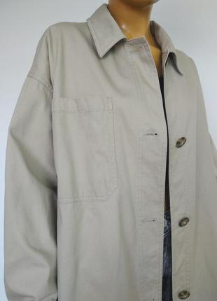 Asos натуральная джинсовая базовая оверсайз рубашка куртка бомпер бежевого цвета размер м l xl /46-48-504 фото