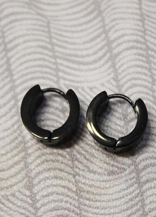 2шт крутые серьги унисекс сережки серебристый кольцо широкое рок медицинская сталь5 фото