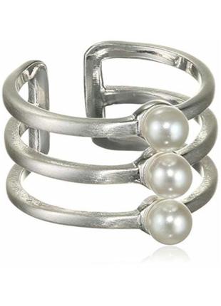 Стильне потрійне кільце з перлами сріблясті дачі pilgrim