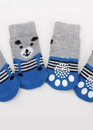 Шкарпетки з антиковзкою для собак бавовна "blue bear" size s