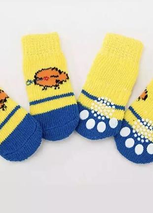 Шкарпетки з антиковзкою для собак бавовна yellow size l