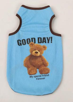 Футболка для собак і кішок "good day" blue size s2 фото