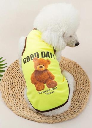 Футболка для собак і кішок "good day" yellow size s1 фото