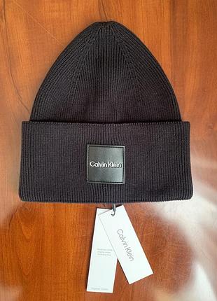 Шапка жіноча calvin klein bax fine cotton rib beanie оригінал нова з бірками